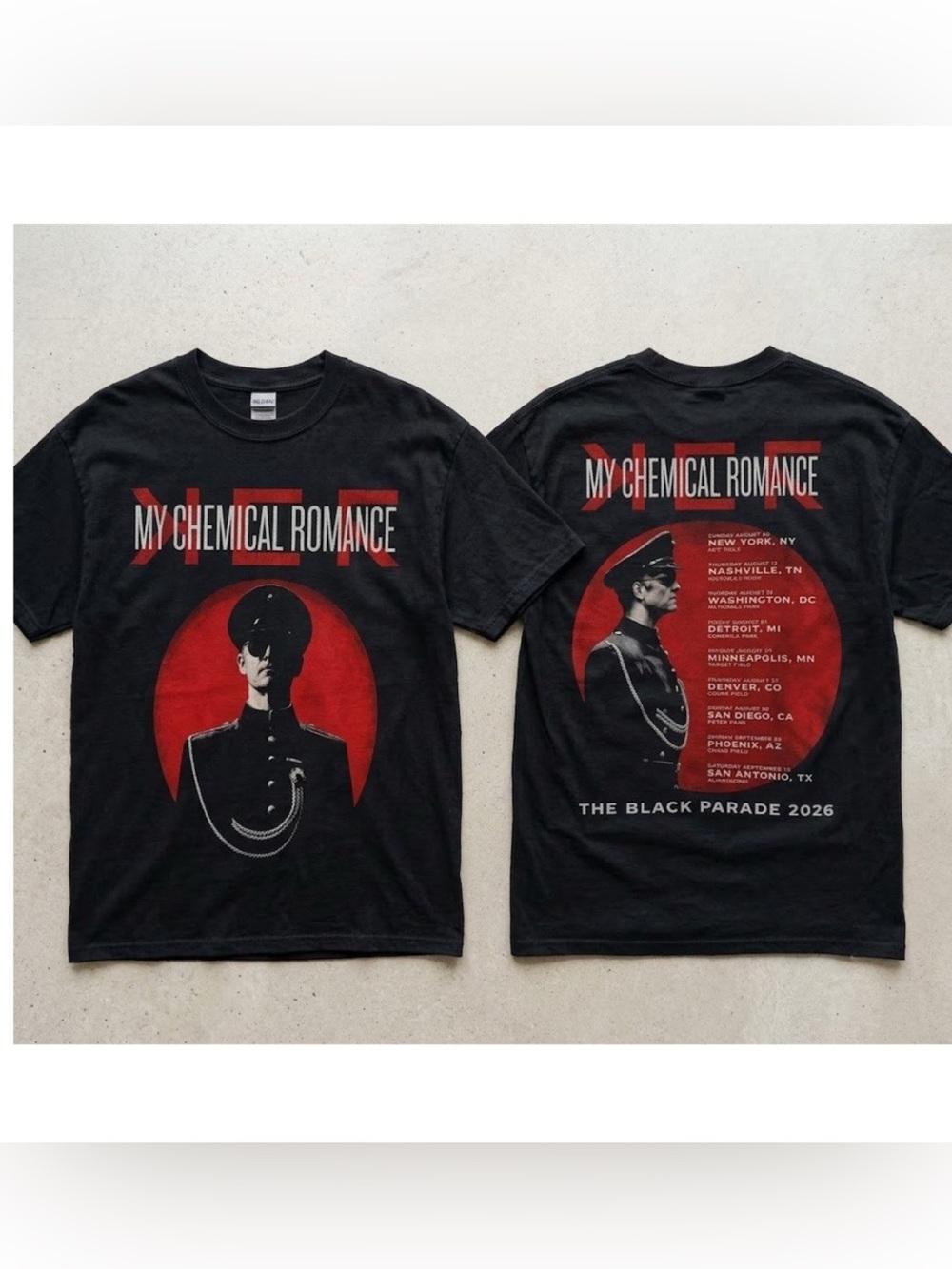 Black gildan MCR Tour 2026 Graphic Tee
